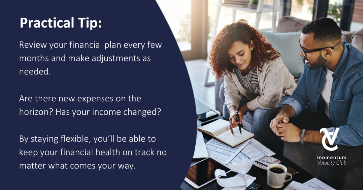 A young couple reviewing their financial plan.